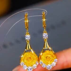 Rose Flower Diamond Earrings